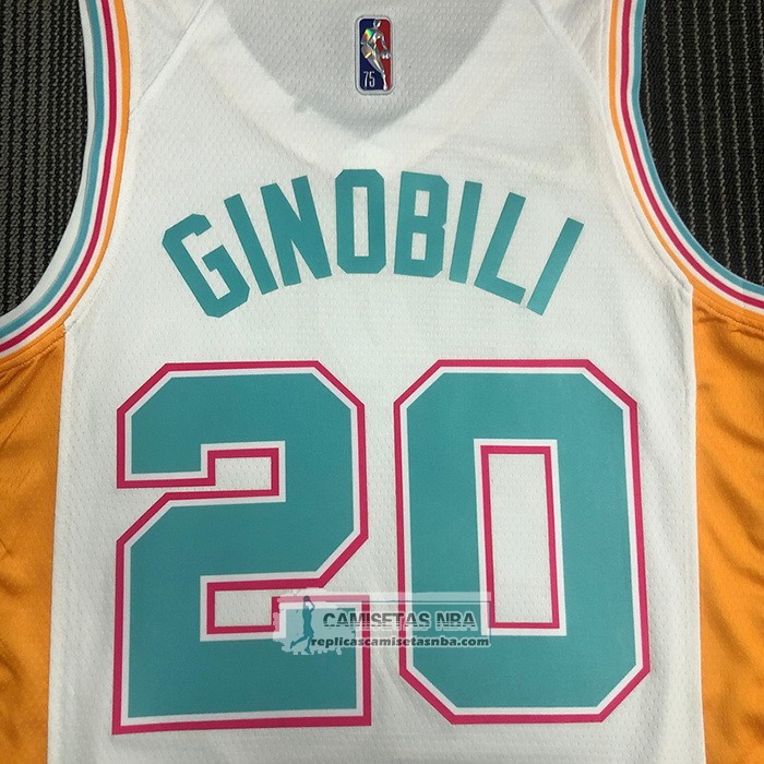 Camiseta San Antonio Spurs Manu Ginobili NO 20 Ciudad 2021-22 Blanco